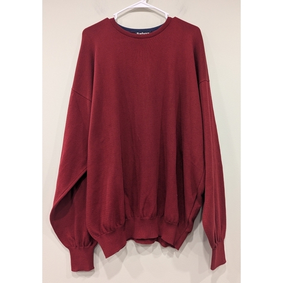 Barbour Leith 100% Cotton Long Skeeve Red Crewneck Sweater Size XXL